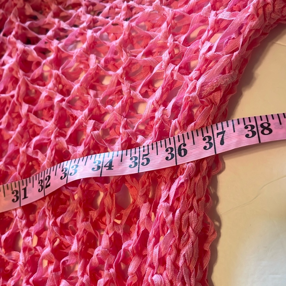 ITOO Brand Pink Asymmetrical Open Stitch 3/4 Sleeve Top - Picture 8 of 9